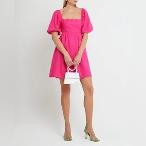 NWOT O.P.T. April Scalloped Dress Magenta L